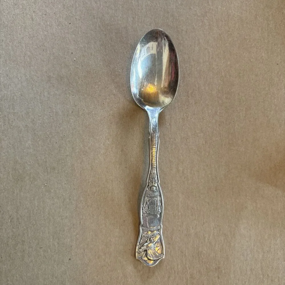 Rogers A1 1881 silver plated Wisconsin Spoon Eagle State Vintage Double Sided
